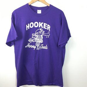 2/$28 Retro Baseball Tee - Port & Company Hooker Horny Toads Core Cotton Mens L